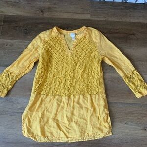 CHICO Yellow Lace Tunic Top
